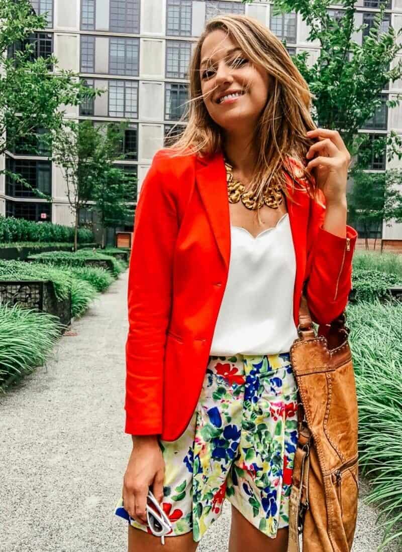 how to style a blazer with shorts outfit idea