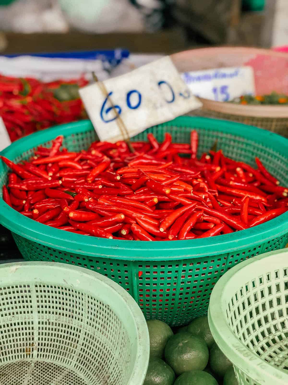 Food stall at Maeklong market in Bangkok