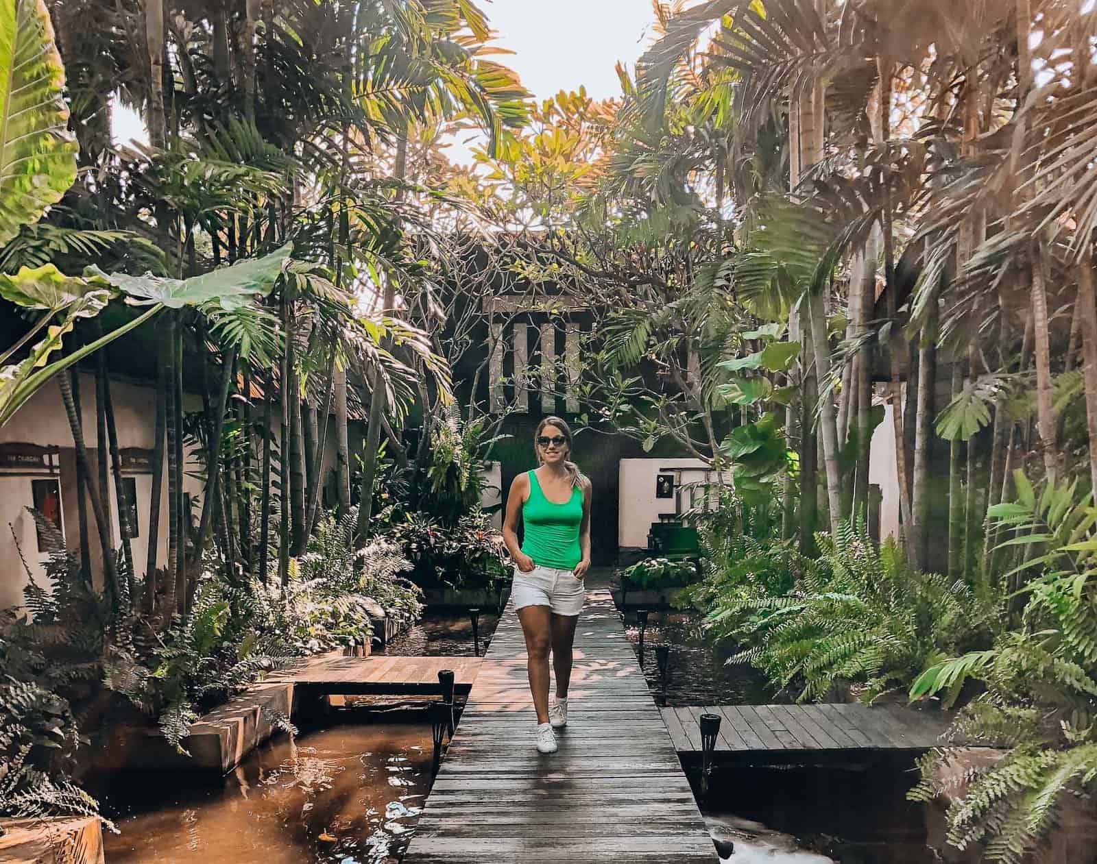 Walking to the treatment room at Fah Lanna spa in Chiang Mai during a 4-day trip to Chiang Mai