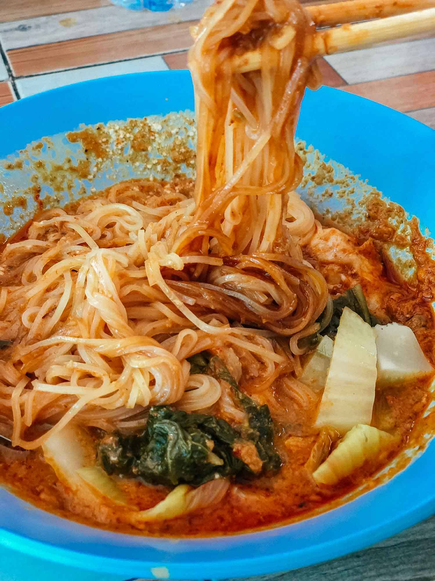 Bowl of Khao Soi at Kun Yai restaurant in Chiang Mai's Old City 