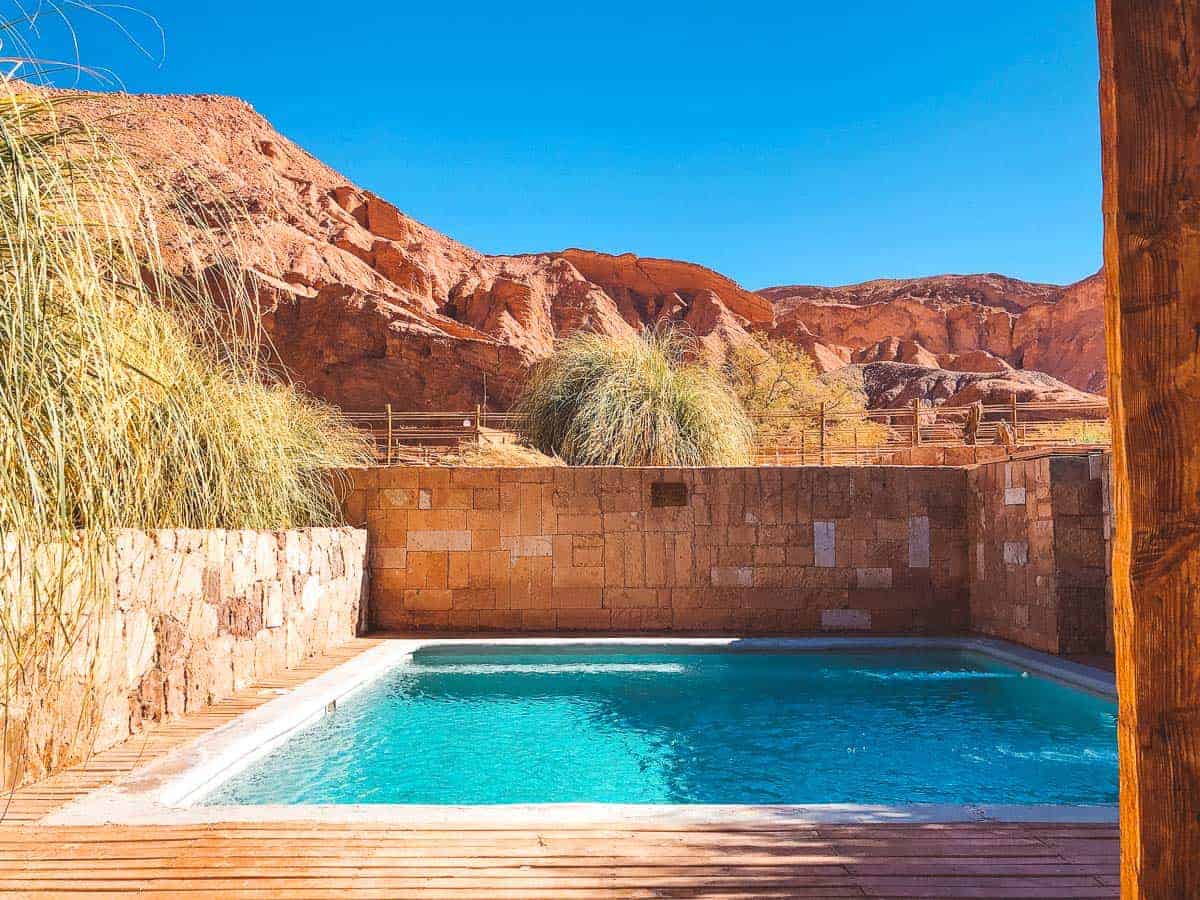 Alto Atacama desert lodge and spa hotel pool area 