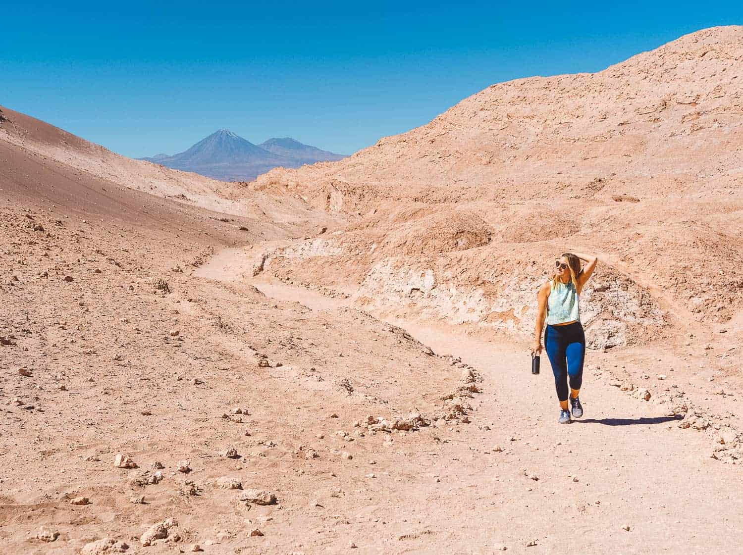 Hiking in moon valley in the atacama desert chile