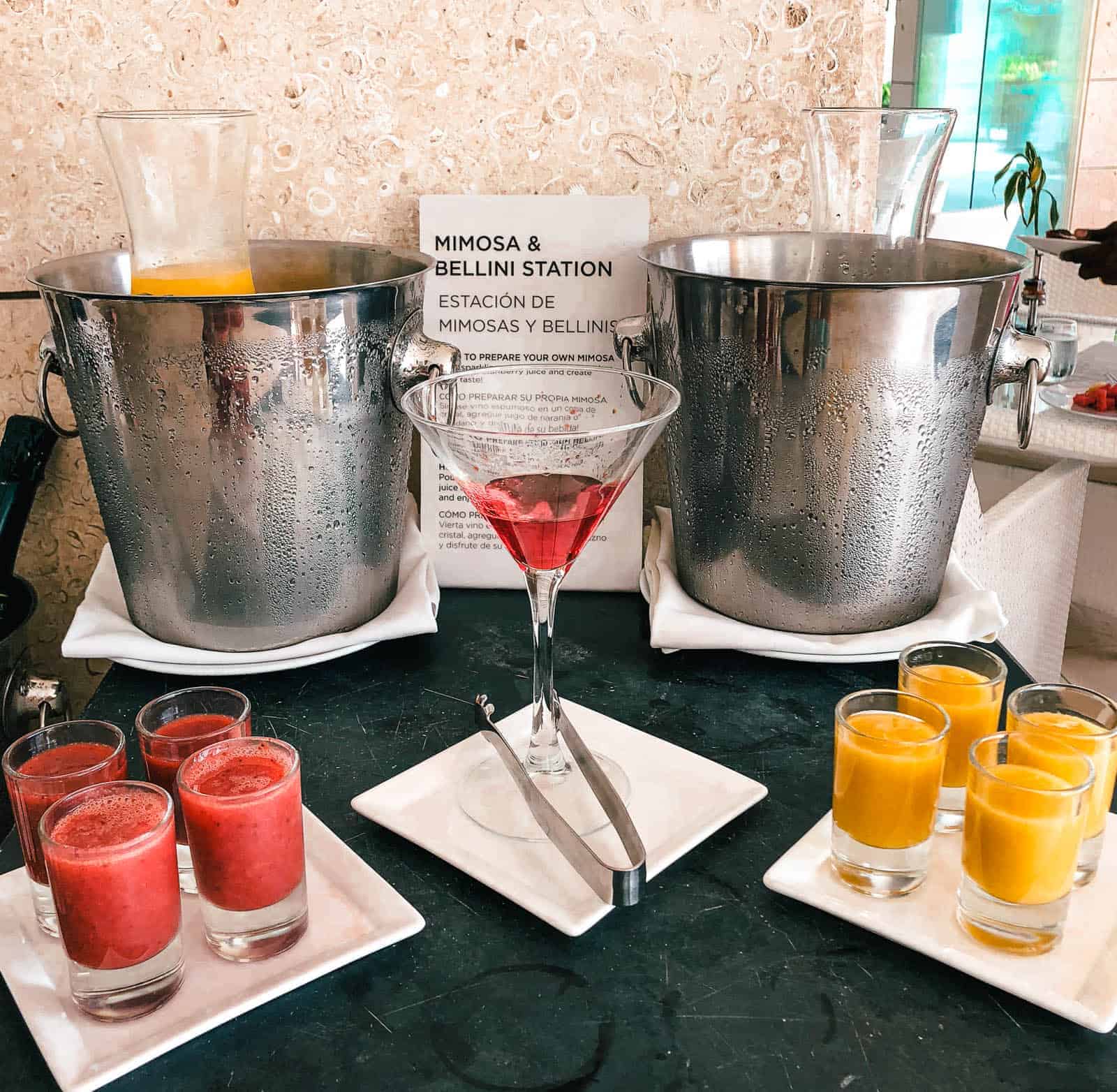 Self-serve Mimosa and bellini station 