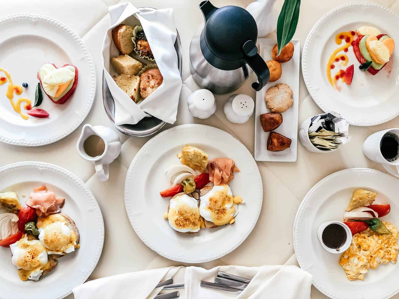 Room service breakfast at the Beloved all-inclusive hotel. 