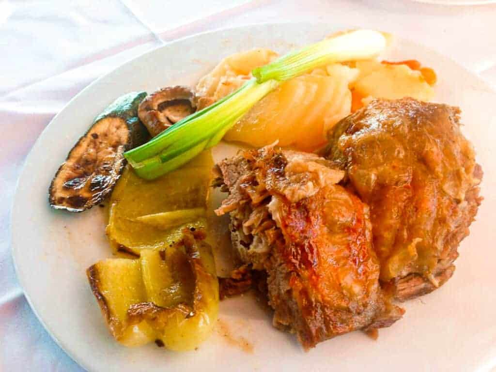 Roasted lamb on a plate in Split Croatia