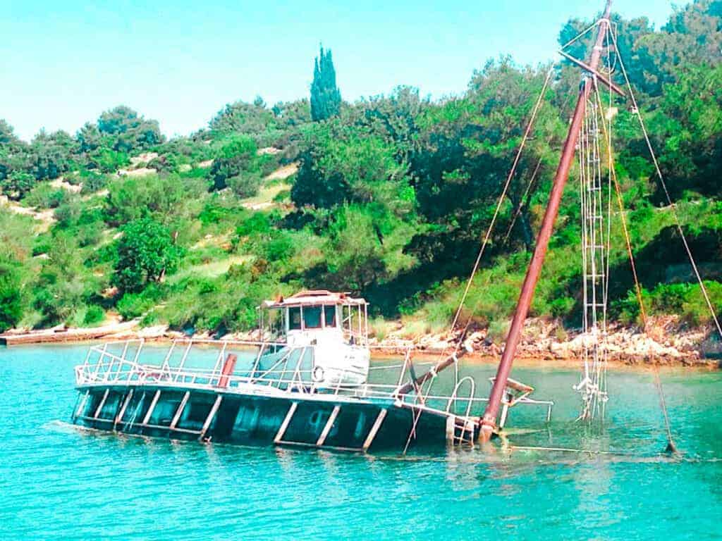 Abandoned ship off the coast of Croatian Islands 