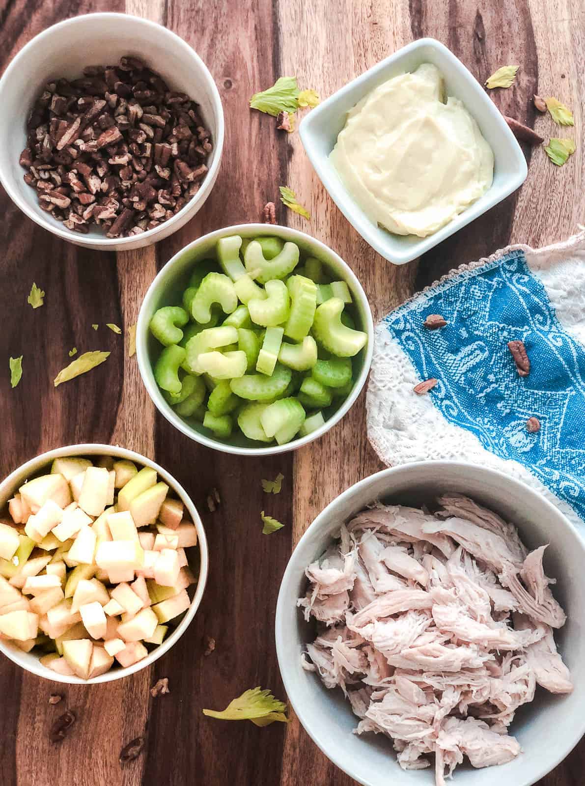 Ingredients for a chicken salad recipe