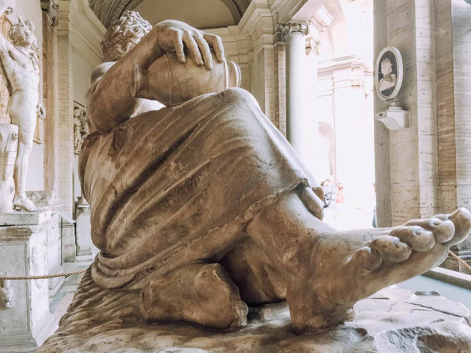 Large statue in the statue garden when visiting the vatican in rome