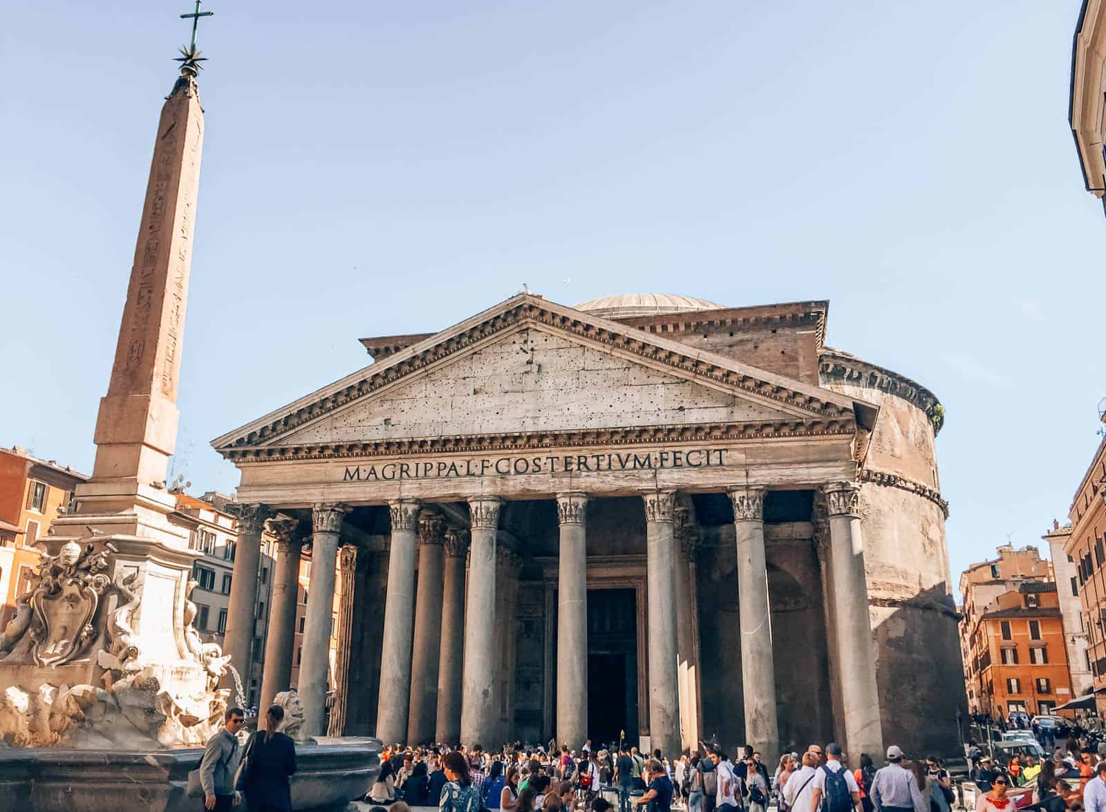 Exterior view of the pantheon during a 4 day rome itinerary 
