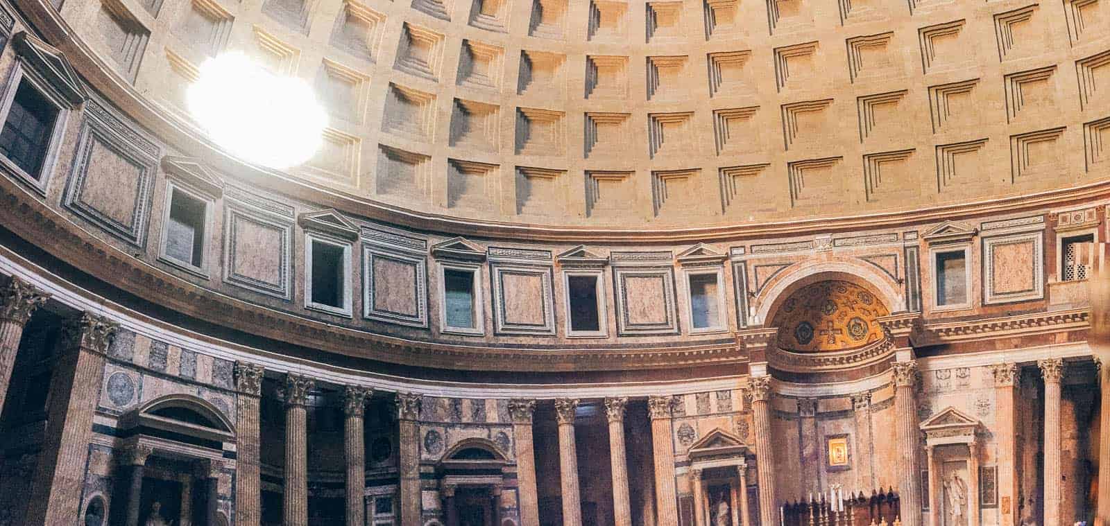 interior view of the pantheon when visiting during a 4 day rome itinerary 