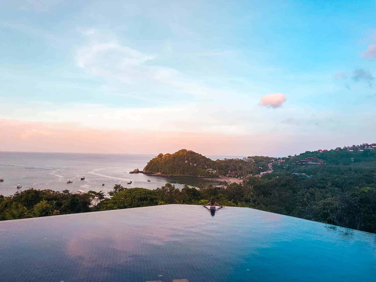 Infinity Pool at Sunrise at the Pimalai Hotel in Koh Lanta Thailand