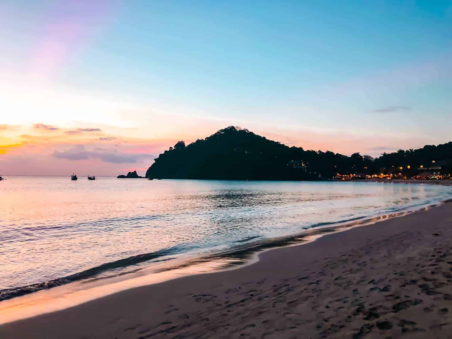 The beach at sunset at the Pimalai Hotel and Spa in Koh Lanta Thailand