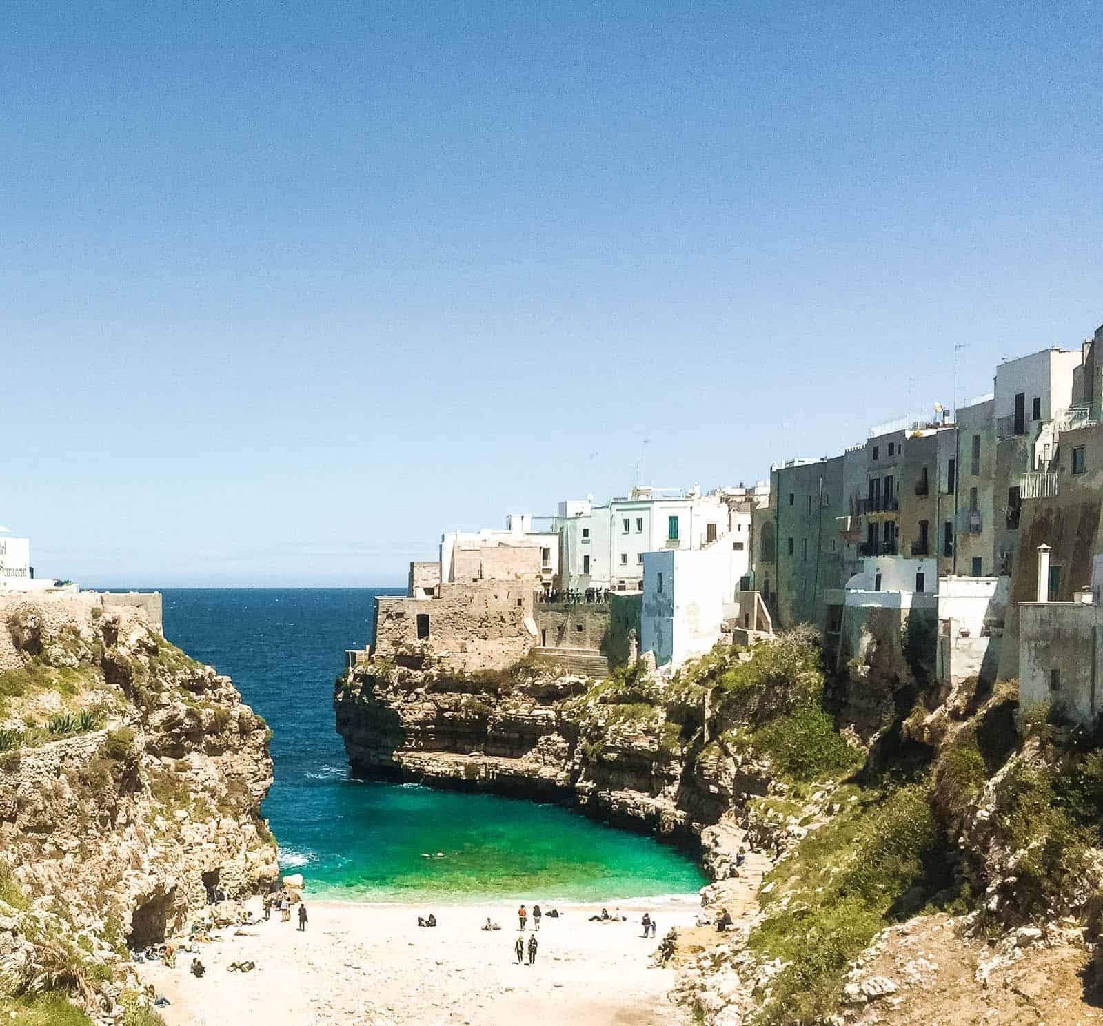 The beach in Polignano a Mare, Puglia, Italy