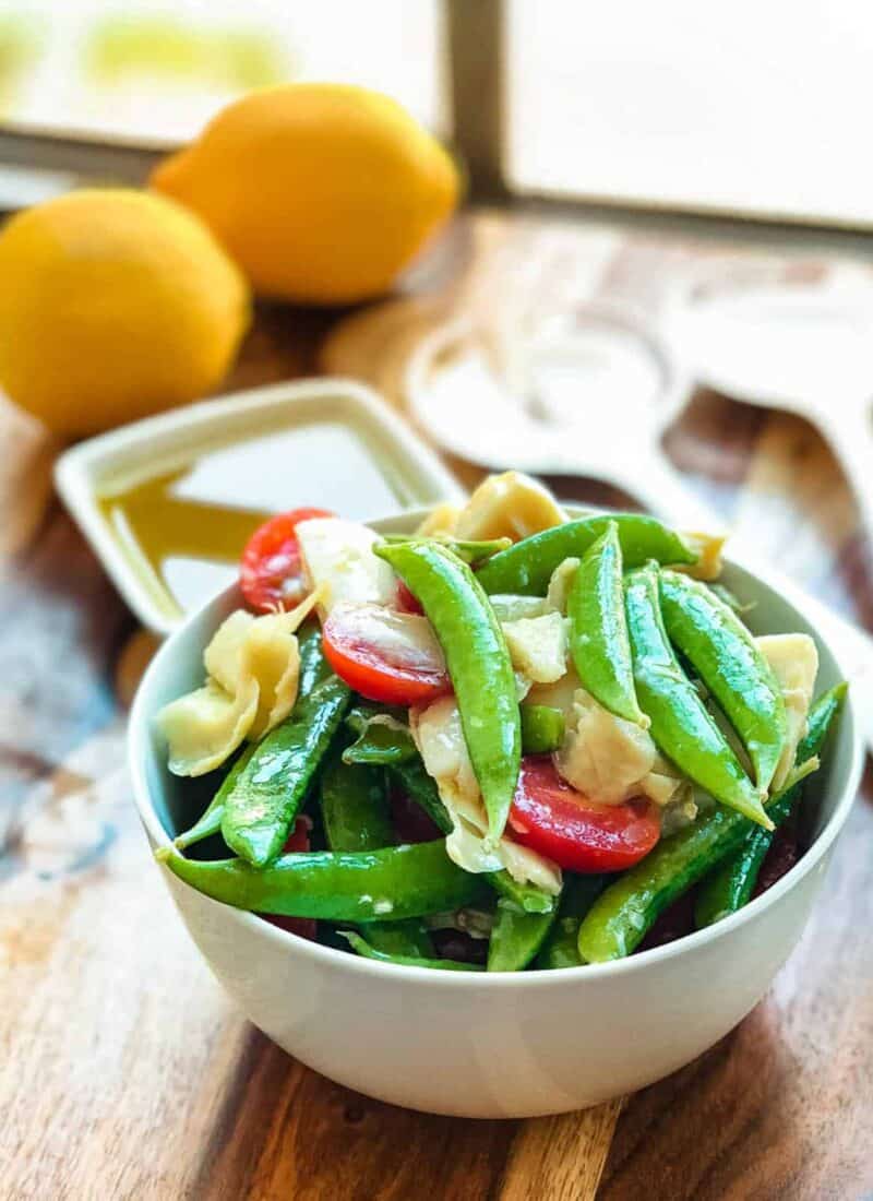 Snow Pea Salad With Artichoke And Hearts of Palm