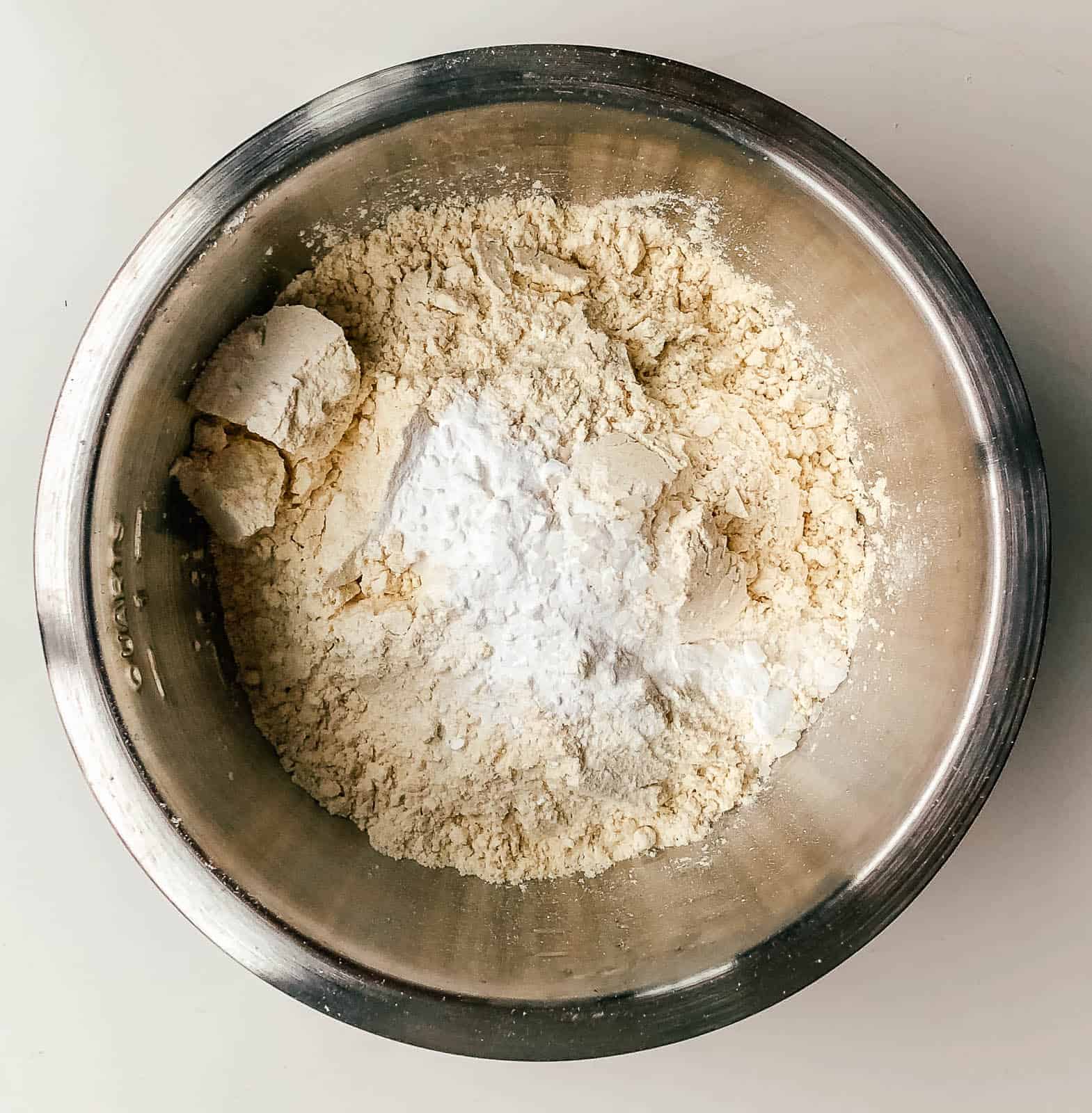 Dry ingredients in a bowl to make gluten-free biscotti recipe