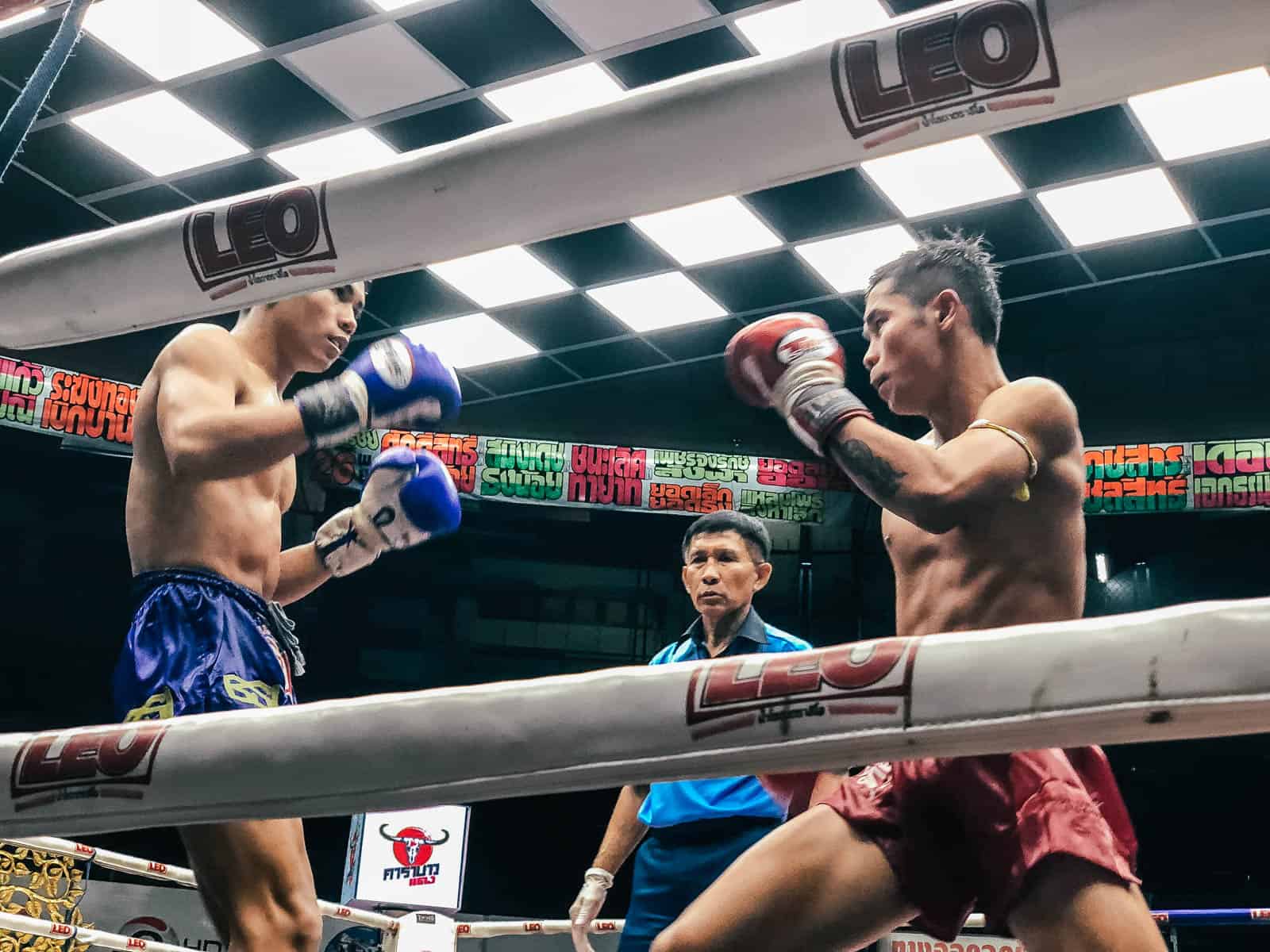 Muay Thai fight in Bangkok at Rajadamnern Stadium