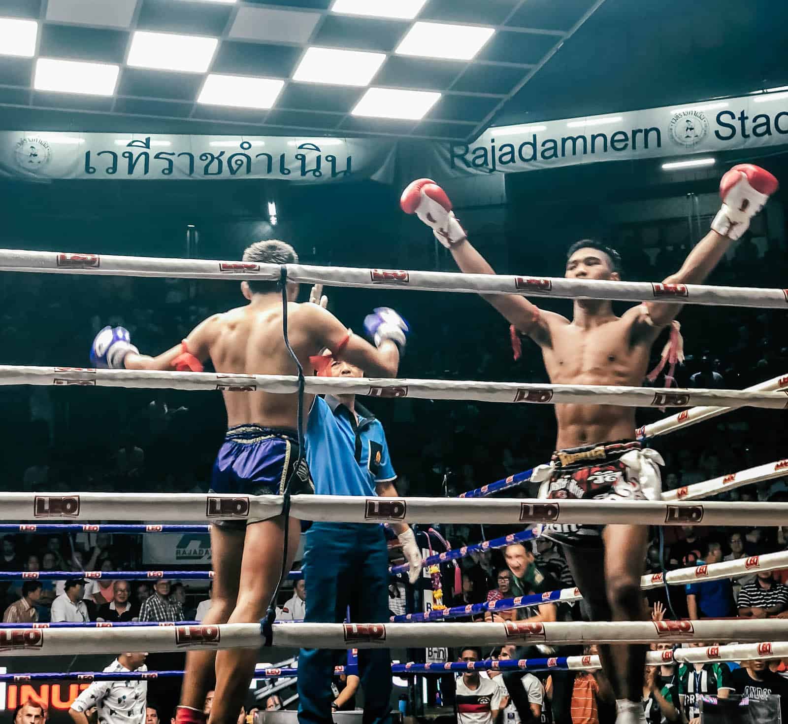 Muay Thai fight in Bangkok at Rajadamnern Stadium