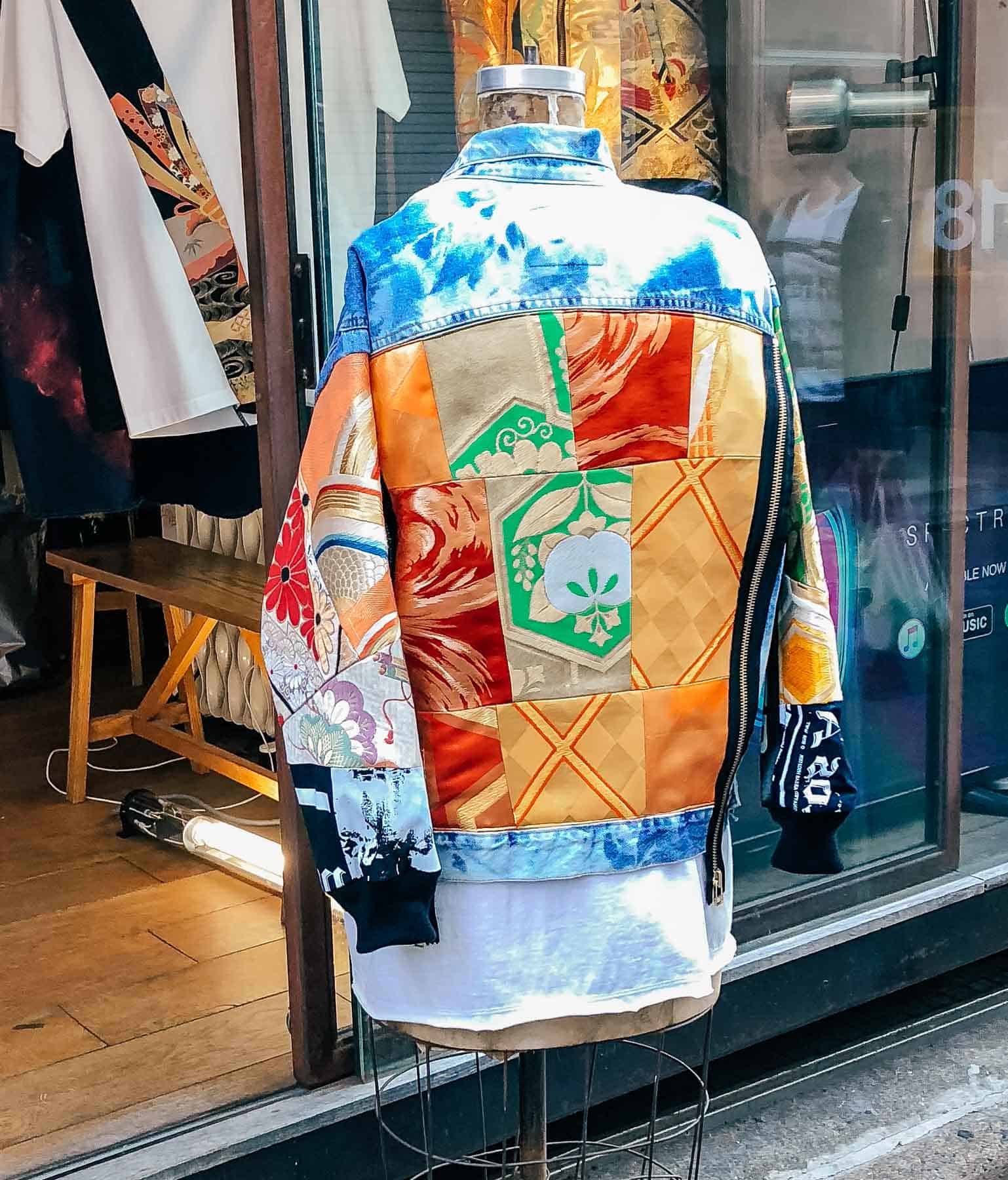 Denim jacket made of vintage kimonos at Broke City Gold in Harajuku