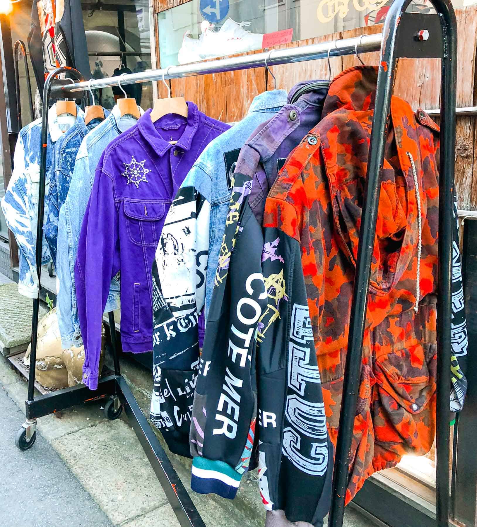 Denim jacket made of vintage kimonos at Broke City Gold in Harajuku