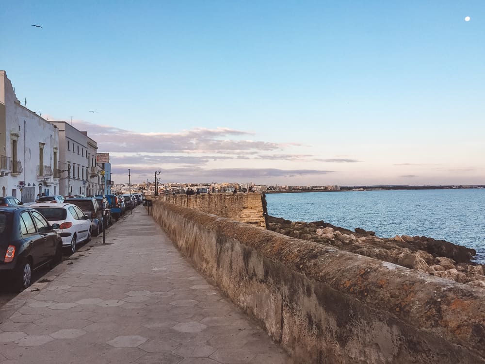 Road along the water in Gallipoli Puglia