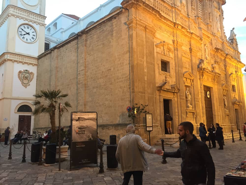 Church in a square in Martina Franca, a town in Puglia Italy