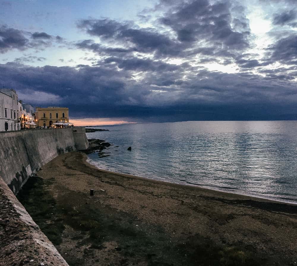 The beach at night in Gallipoli, Puglia, Italy