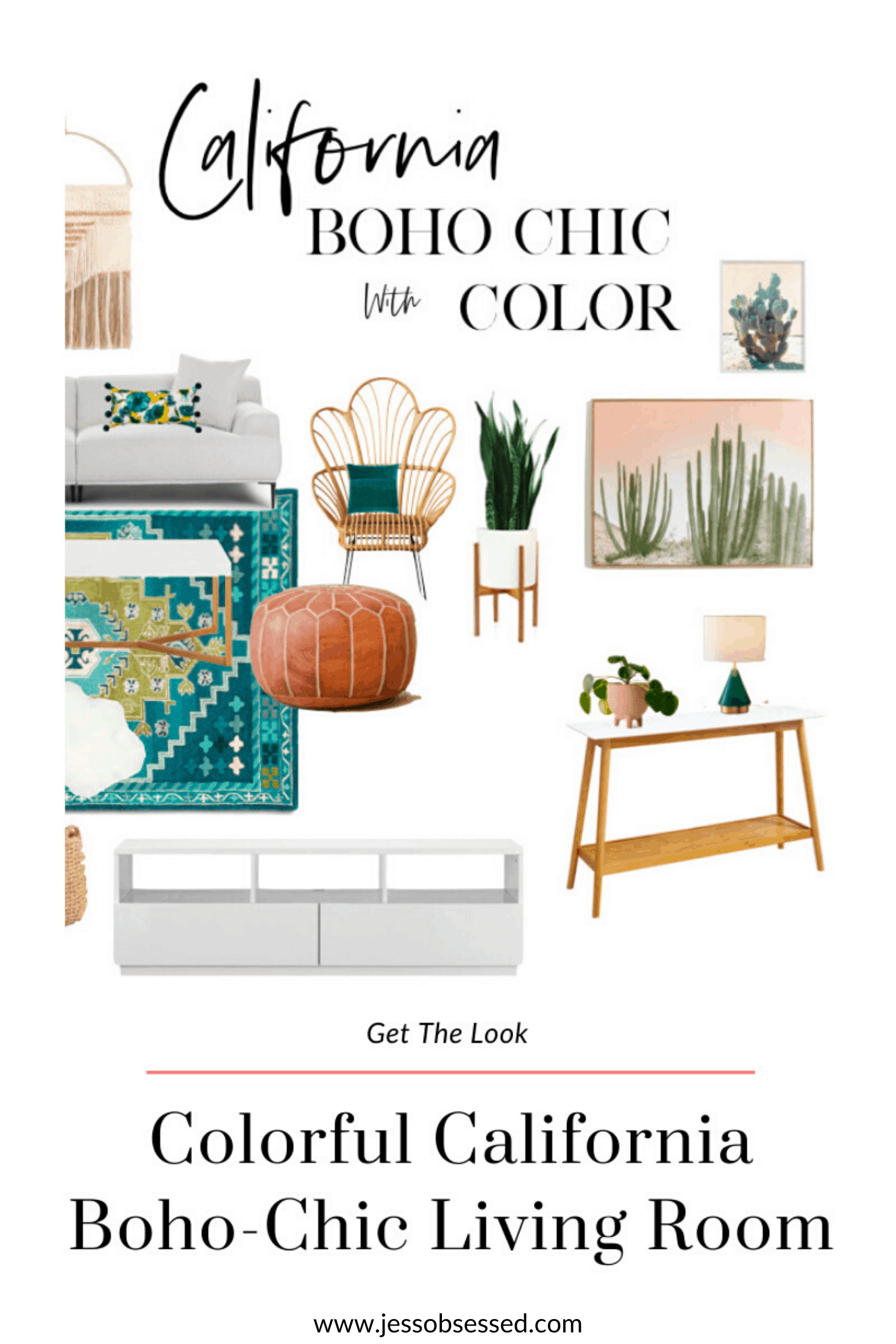 Get the look: Colorful California Boho-Chic Living Room 