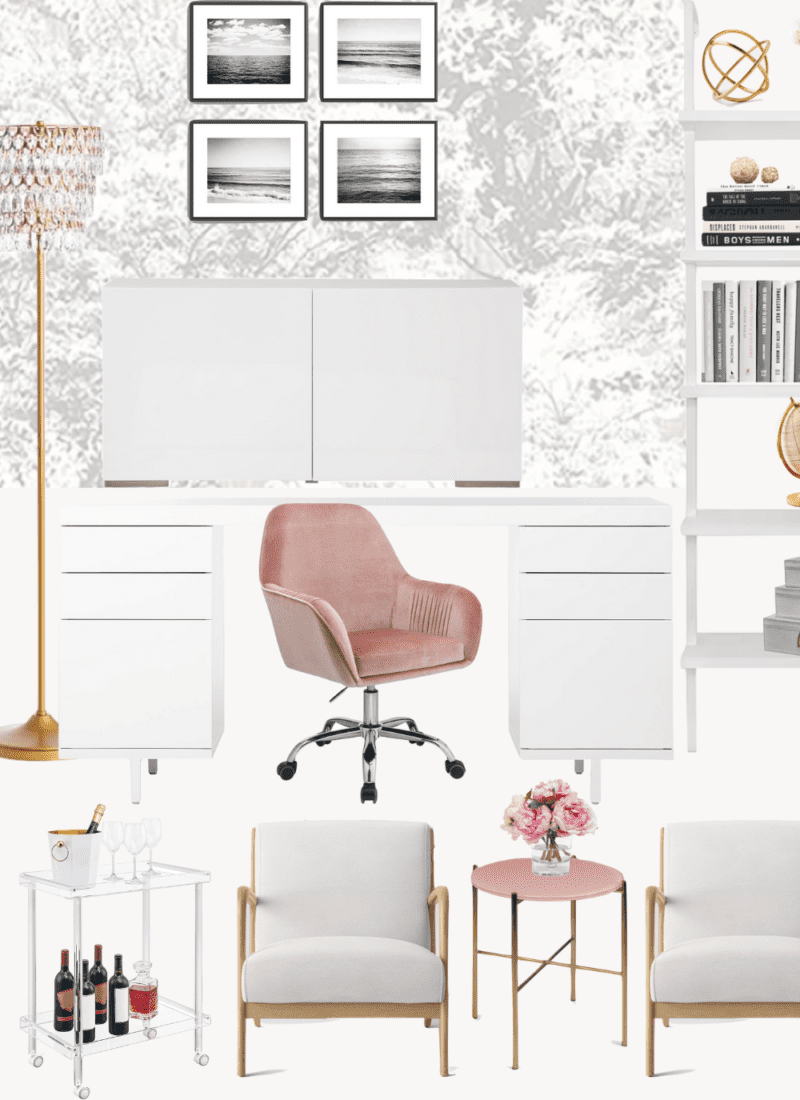 A Feminine and Glamorous Home Office Mood Board