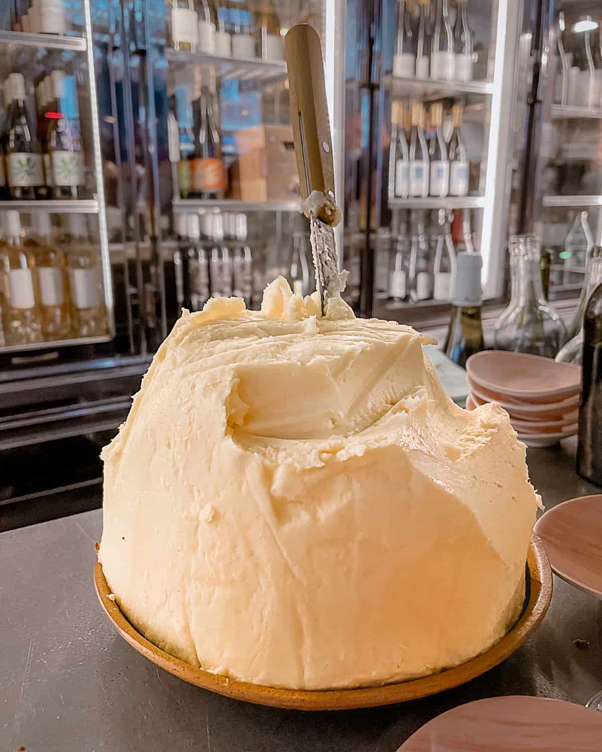 a mound of butter on a bar in Paris