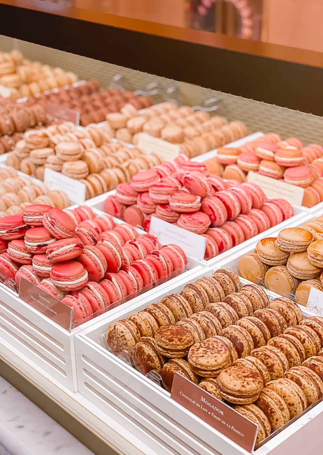 Macarons displayed in a Parisian bakery